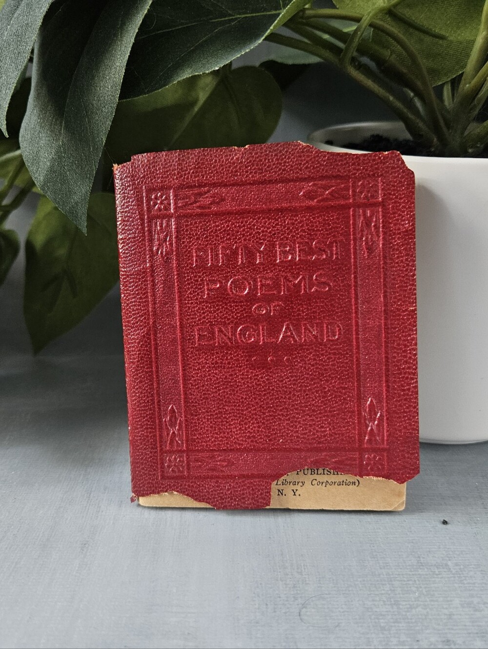 Vintage Little red Leather Library 1920's, Fifty Best Poems of England. a series